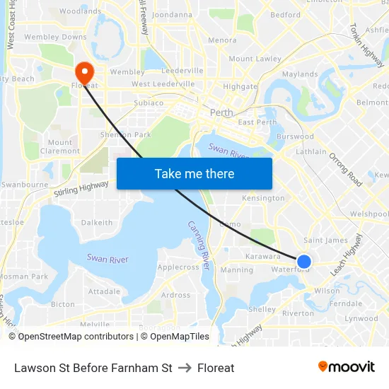 Lawson St Before Farnham St to Floreat map