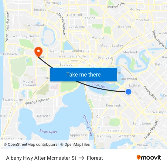 Albany Hwy After Mcmaster St to Floreat map