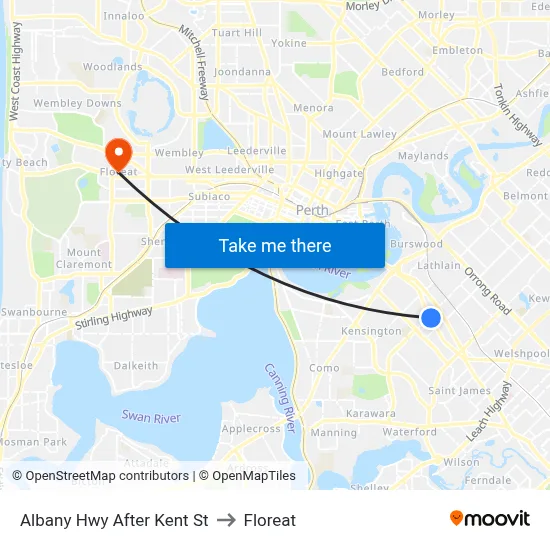 Albany Hwy After Kent St to Floreat map