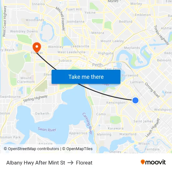 Albany Hwy After Mint St to Floreat map