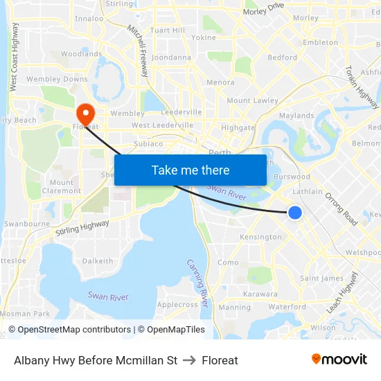 Albany Hwy Before Mcmillan St to Floreat map