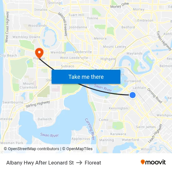 Albany Hwy After Leonard St to Floreat map