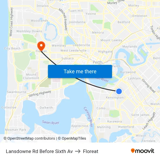 Lansdowne Rd Before Sixth Av to Floreat map