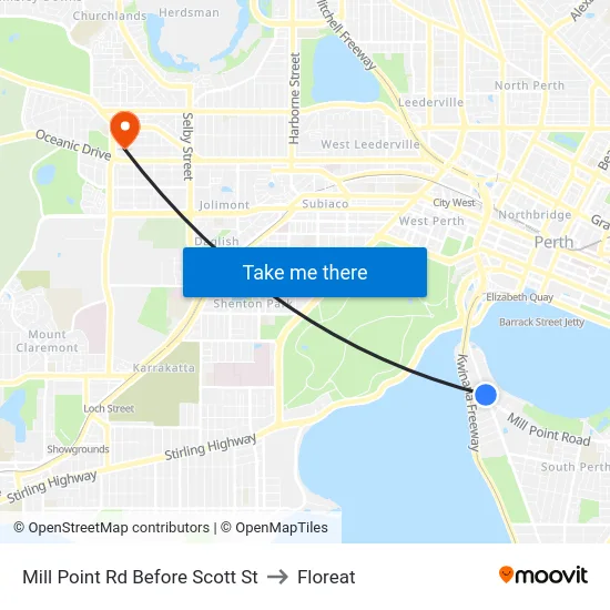 Mill Point Rd Before Scott St to Floreat map