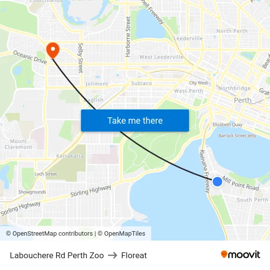 Labouchere Rd Perth Zoo to Floreat map