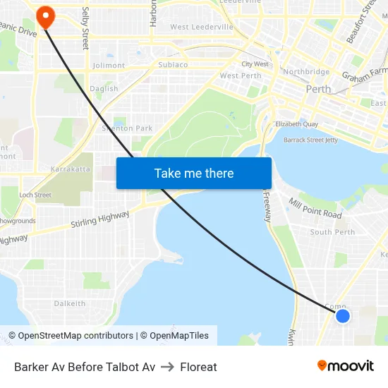 Barker Av Before Talbot Av to Floreat map