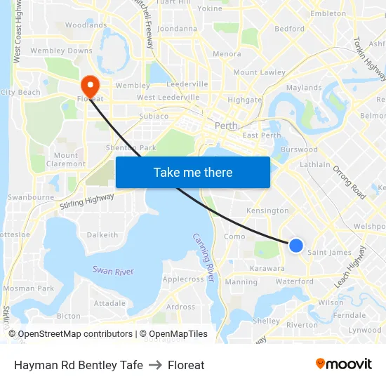 Hayman Rd Bentley Tafe to Floreat map