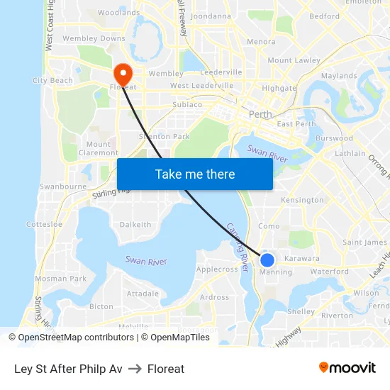 Ley St After Philp Av to Floreat map