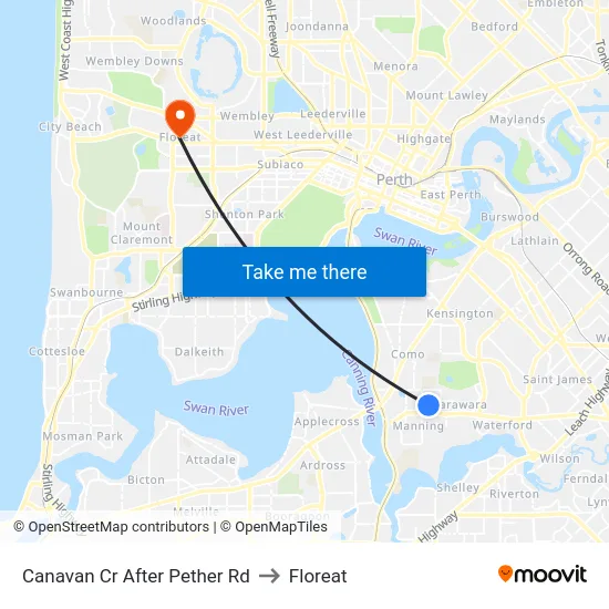 Canavan Cr After Pether Rd to Floreat map