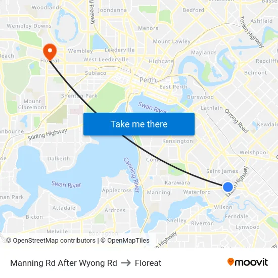 Manning Rd After Wyong Rd to Floreat map