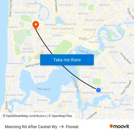 Manning Rd After Cashel Wy to Floreat map