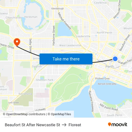 Beaufort St After Newcastle St to Floreat map