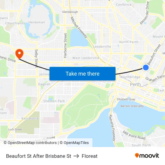 Beaufort St After Brisbane St to Floreat map