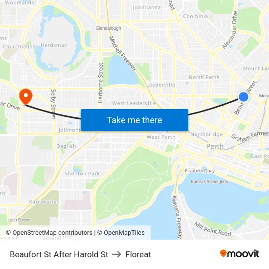 Beaufort St After Harold St to Floreat map