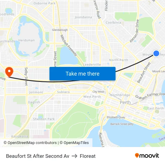 Beaufort St After Second Av to Floreat map