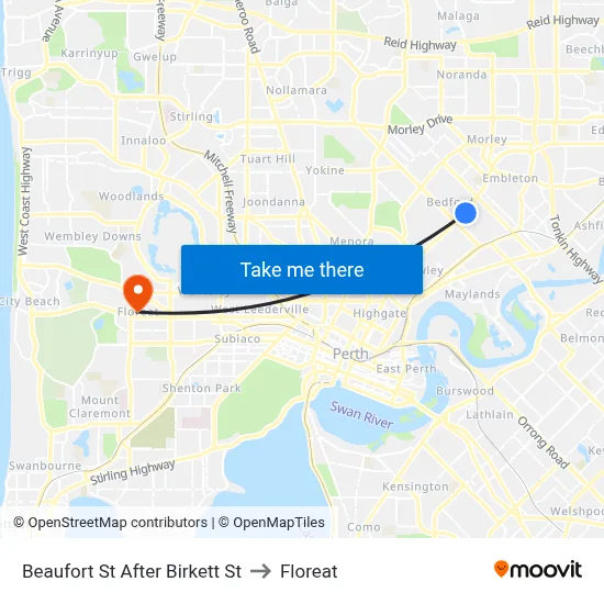 Beaufort St After Birkett St to Floreat map