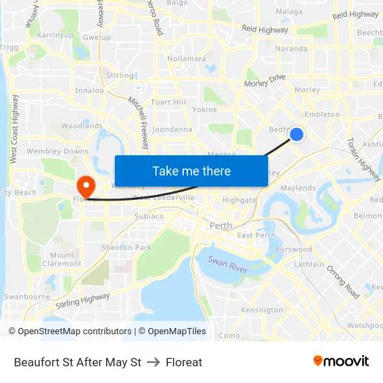 Beaufort St After May St to Floreat map