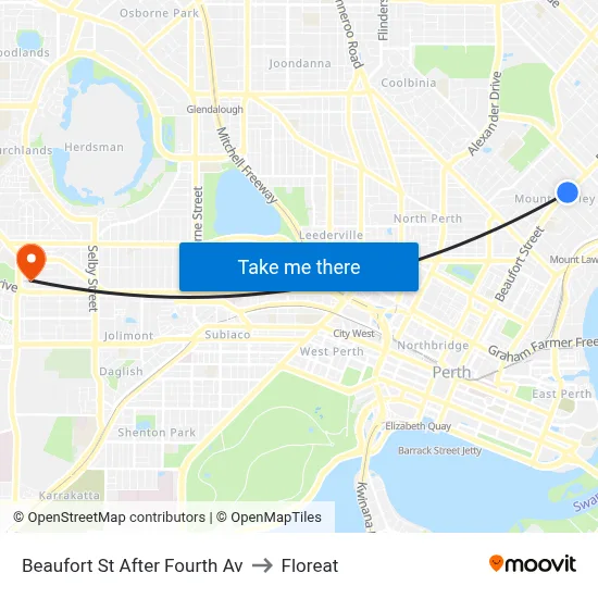 Beaufort St After Fourth Av to Floreat map