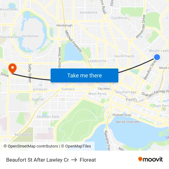 Beaufort St After Lawley Cr to Floreat map