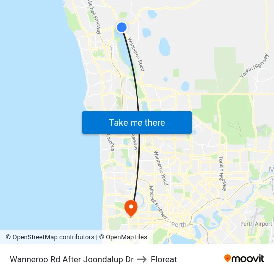 Wanneroo Rd After Joondalup Dr to Floreat map