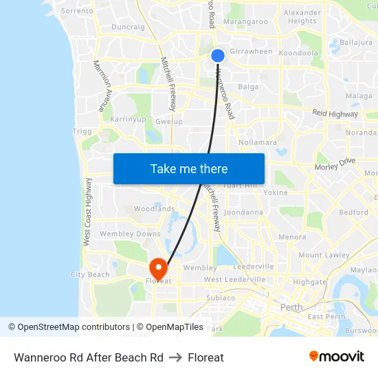 Wanneroo Rd After Beach Rd to Floreat map
