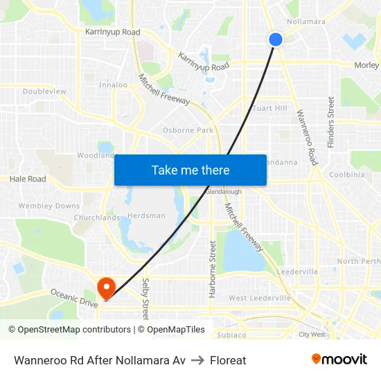 Wanneroo Rd After Nollamara Av to Floreat map