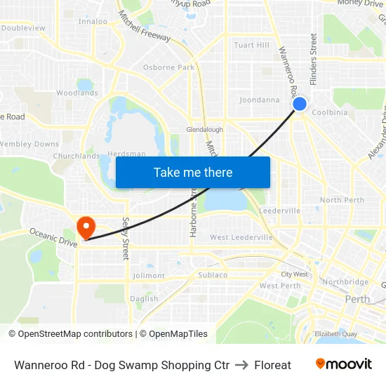 Wanneroo Rd - Dog Swamp Shopping Ctr to Floreat map
