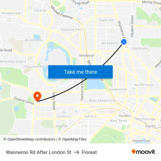 Wanneroo Rd After London St to Floreat map