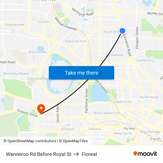 Wanneroo Rd Before Royal St to Floreat map