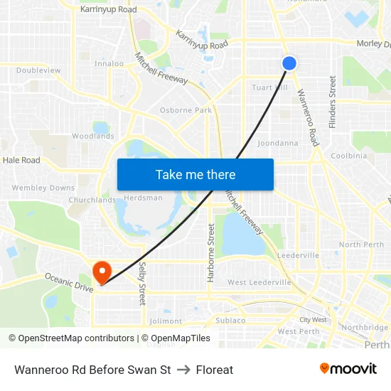 Wanneroo Rd Before Swan St to Floreat map