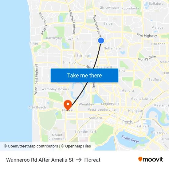 Wanneroo Rd After Amelia St to Floreat map