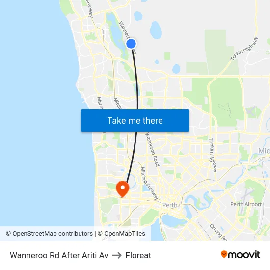 Wanneroo Rd After Ariti Av to Floreat map