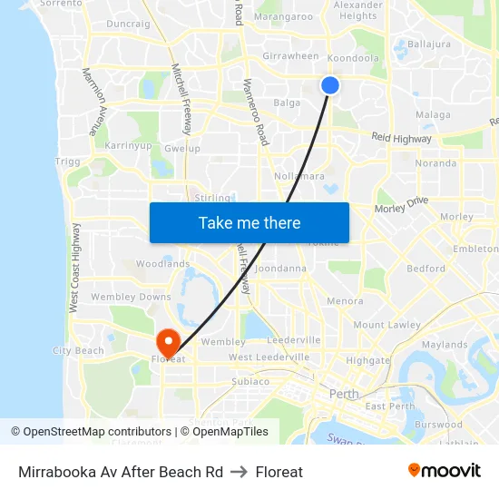 Mirrabooka Av After Beach Rd to Floreat map