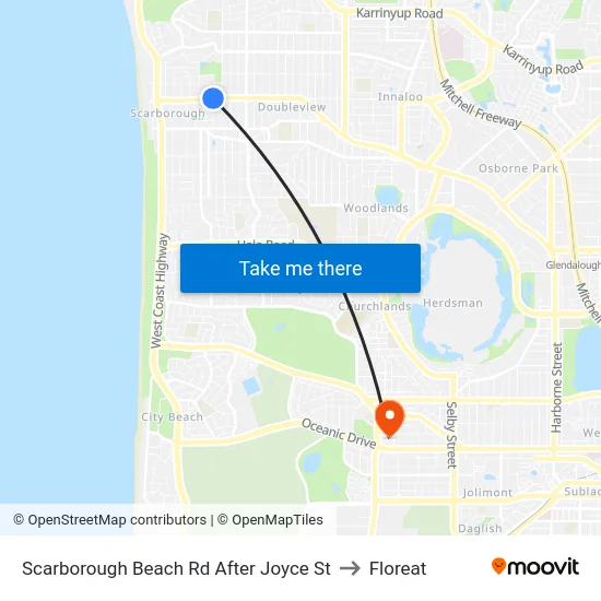 Scarborough Beach Rd After Joyce St to Floreat map