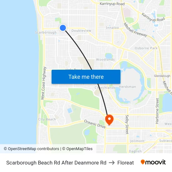 Scarborough Beach Rd After Deanmore Rd to Floreat map