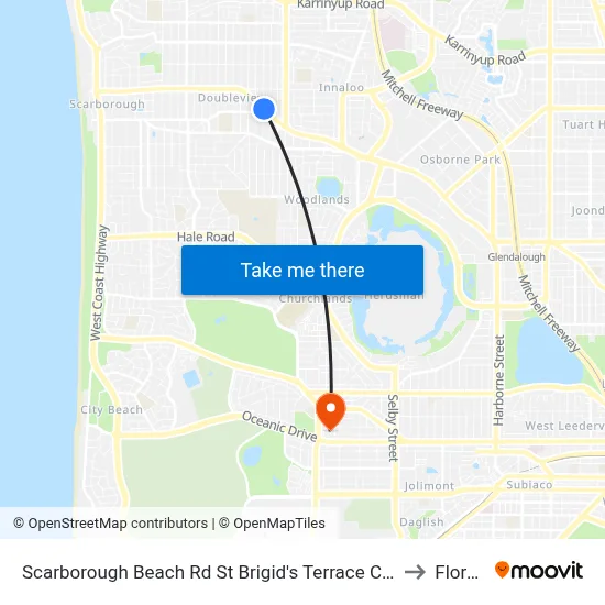 Scarborough Beach Rd St Brigid's Terrace Cat Id 29 to Floreat map