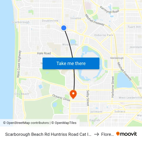Scarborough Beach Rd Huntriss Road Cat Id 31 to Floreat map