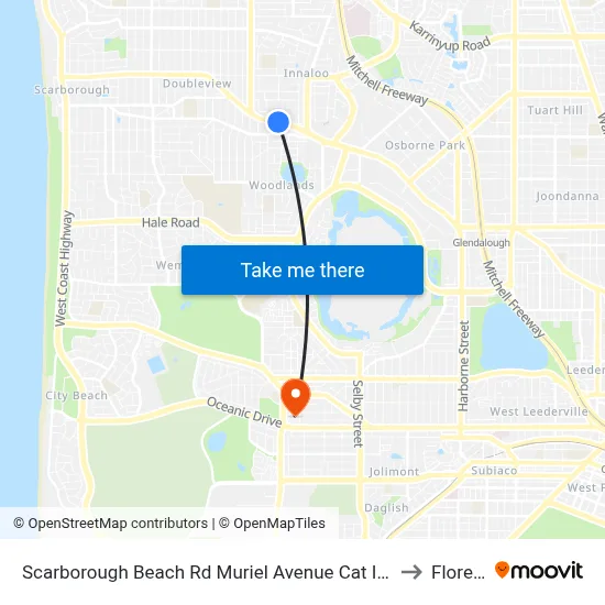 Scarborough Beach Rd Muriel Avenue Cat Id 32 to Floreat map