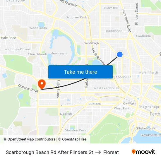 Scarborough Beach Rd After Flinders St to Floreat map