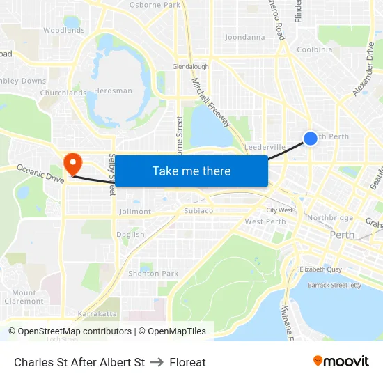 Charles St After Albert St to Floreat map