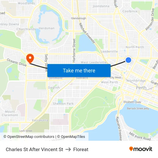 Charles St After Vincent St to Floreat map