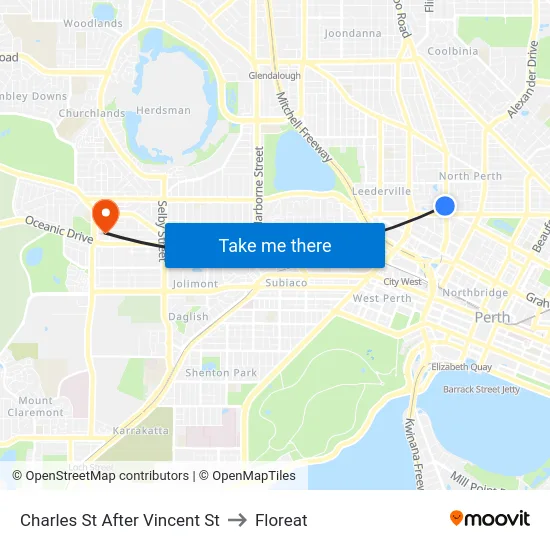 Charles St After Vincent St to Floreat map