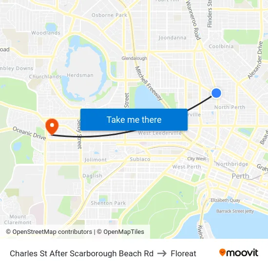 Charles St After Scarborough Beach Rd to Floreat map
