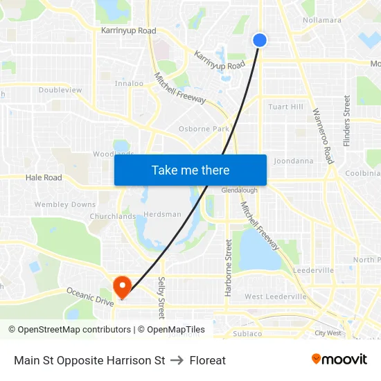 Main St Opposite Harrison St to Floreat map