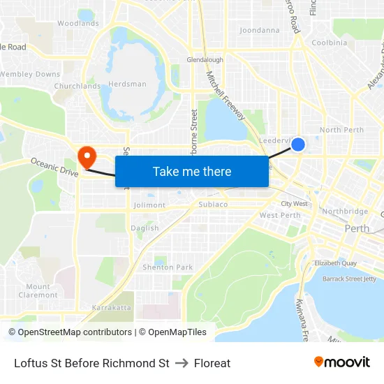 Loftus St Before Richmond St to Floreat map