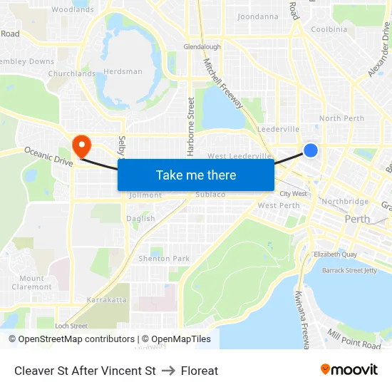 Cleaver St After Vincent St to Floreat map