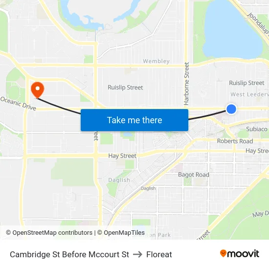 Cambridge St Before Mccourt St to Floreat map