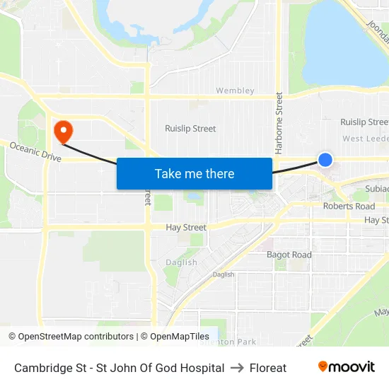 Cambridge St - St John Of God Hospital to Floreat map