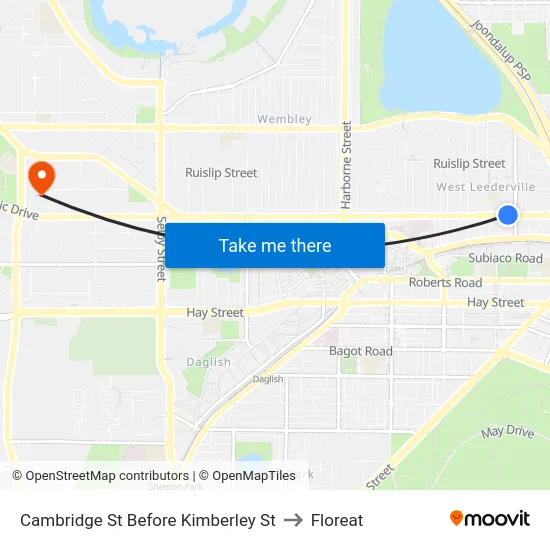 Cambridge St Before Kimberley St to Floreat map