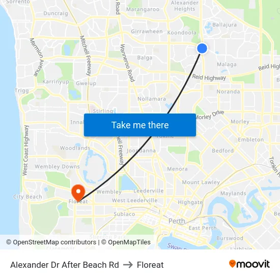 Alexander Dr After Beach Rd to Floreat map
